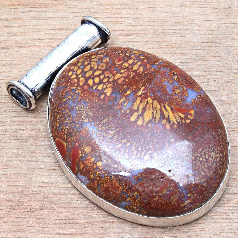 Pendant Bird Eye Jasper Gemstone Handmade Silver Jewelry 1.75"