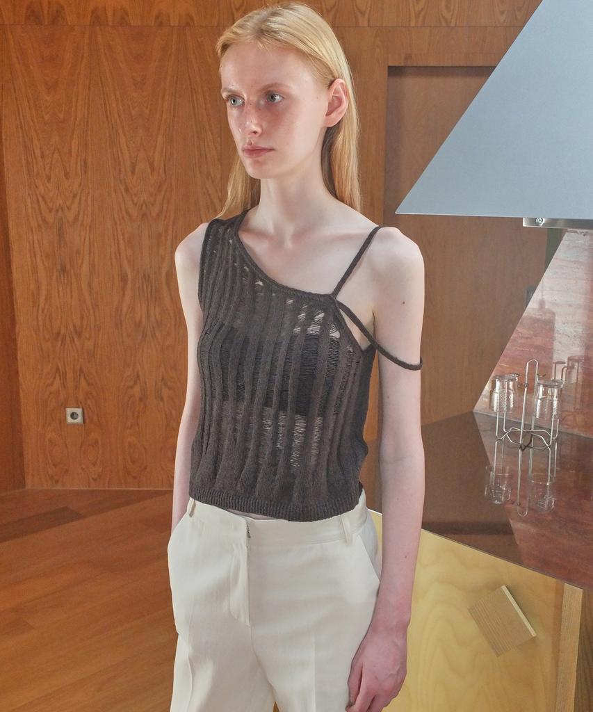 EN OR Layered Tank Knit Top - Brown