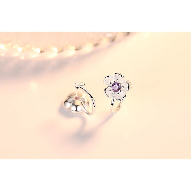 Graceful and Fashionable Pastoral Lovely Flower Silver Accessories Female Japanese and Korean Romantic Fresh and Cute Earrings Ear Clip Non-Piercing