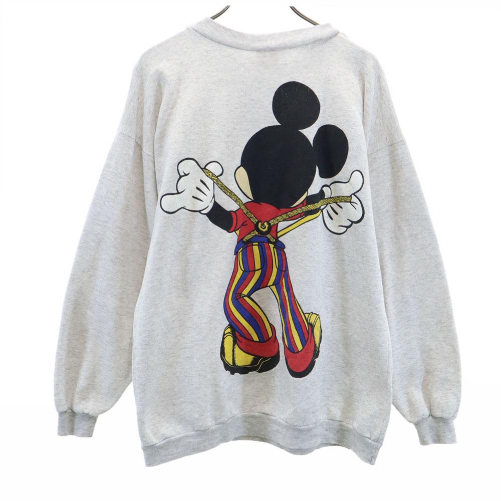 СТАРЫЙ 90-е Disney микки маус Лонгслив свитшот M Светло-серый Disney Мужской Б/У