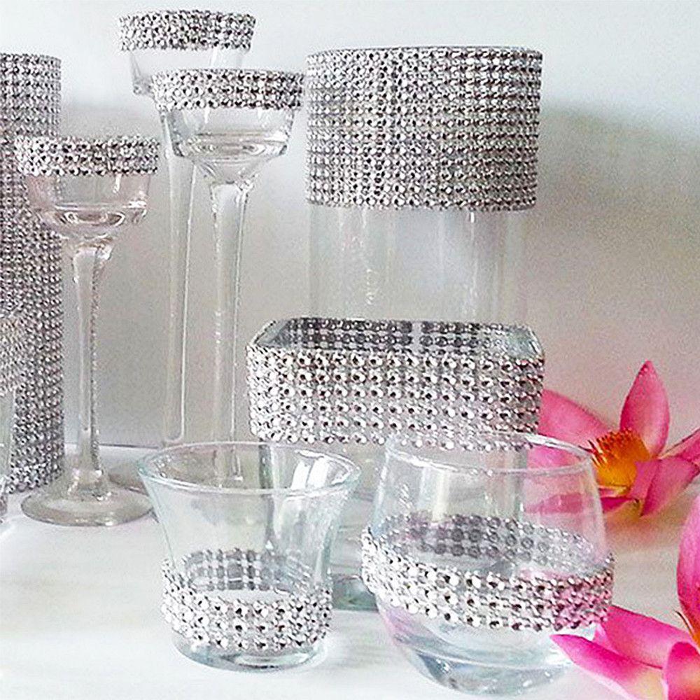 Birthday Wedding Cup Chain Resin Tulle Crystal Diamond Mesh Rhinestone Ribbon DIY Decoration