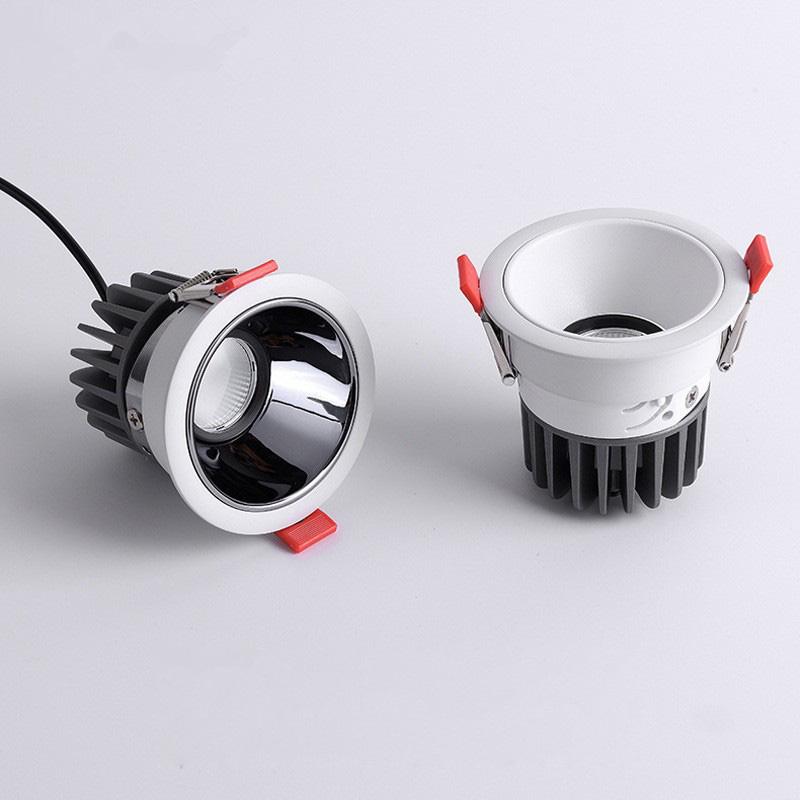 Встраиваемый светодиодный потолочный светильник COB с регулируемой яркостью, прожектор, алюминиевый светильник 7 Вт 10 Вт 12 Вт 15 Вт 20 Вт 24 Вт AC110 В 220 В для домашнего офиса, магазин