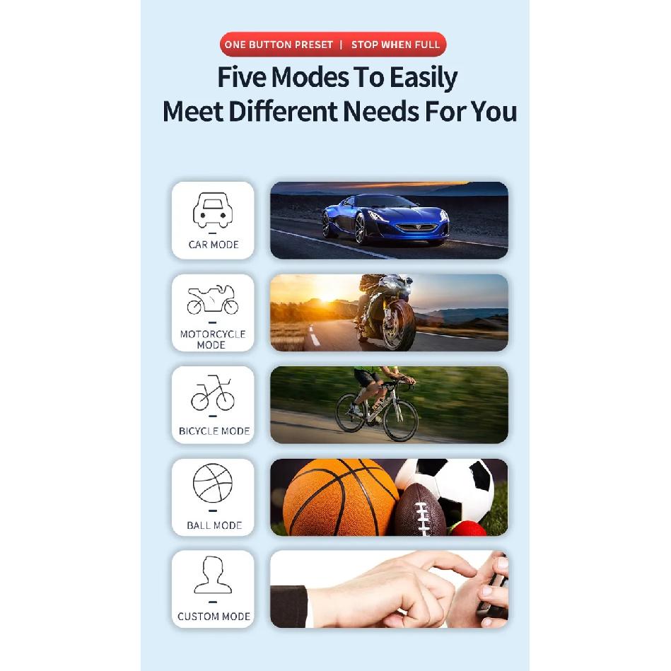Tire Inflator Pump 8000mAh Portable Car Air Compressor 30L/min Super Fast Inflate 12V DC Air Pump for Moto Bike Car Tyre Balls