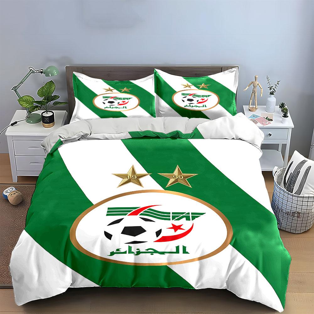 Algeria Football Bedding Set Bedding Duvet Cover Set Duvet Cover Pillowcases (1 * Duvet Cover 2 * Pillowcases, without duvet insert)