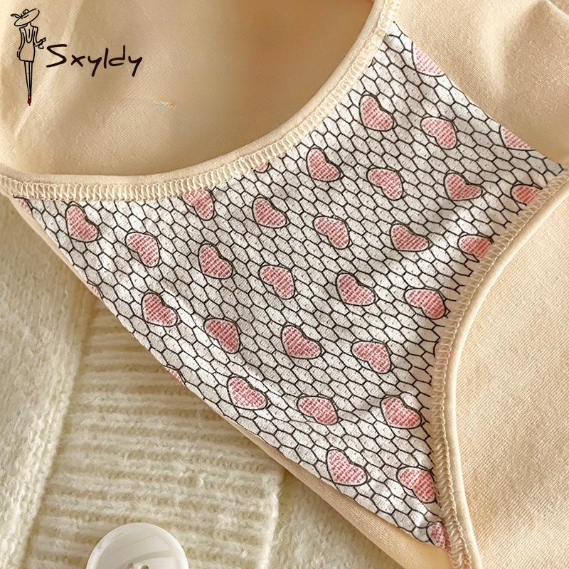 Women's Korean Style Pure Cotton Mid-waist Underwear Personality Cute Briefs