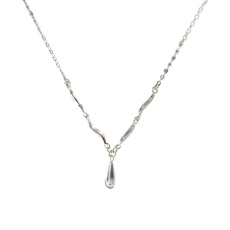 Irregular Wave Water Drop Necklace for Women in Korean Style, Fashionable and High End, Clavicle Chain, Ins, Minimalist