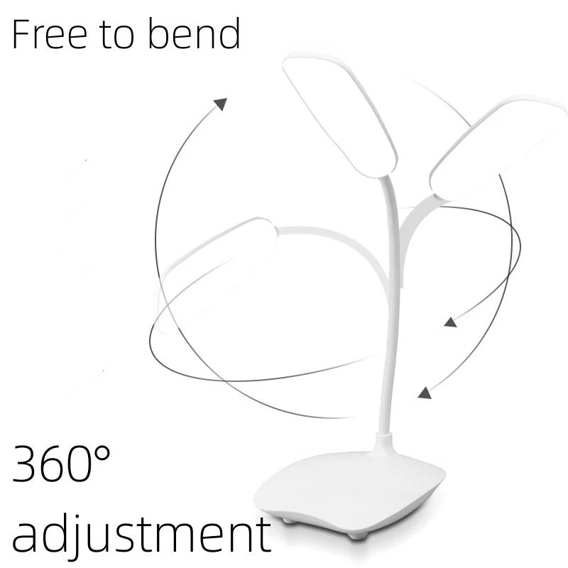 Портативная офисная настольная лампа с сенсорным затемнением, перезаряжаемая батарея, светодиодная подставка для спальни, защита глаз, настольная лампа для чтения, маленькая книжная лампа