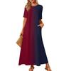 Women's Fashionable And Casual Long Beach Skirt Round Neck Short Sleeved Loose Retro Print Dress