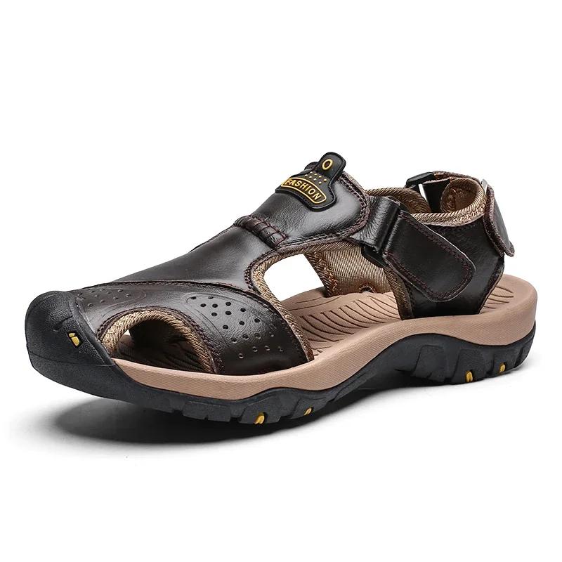 2025 New Man's Shoes Genuine Leather Men Sandals Summer Men's Shoes Outdoor Water Shoes Leather Sandals For Men