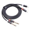 2 RCA Male To Dual 6.35 Jack Male Audio 1.5m Cable for Speaker Mixer Amplifier Gold-plated Plug Dual RCA Male To Dual Jack Male
