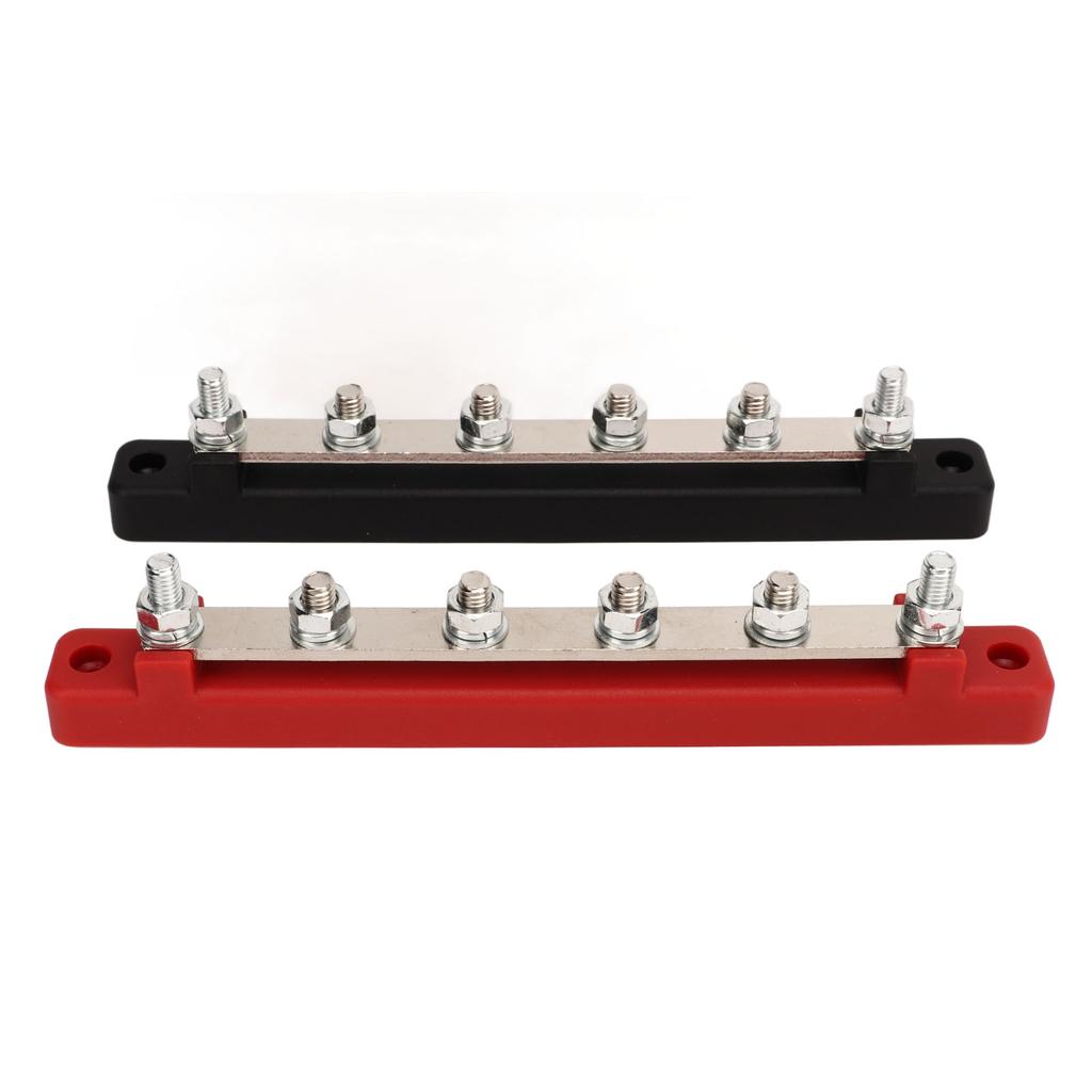 2Pcs DC12V‑48V 150A Power Distribution Block 6 Studs M6 Battery Bus Bar for Car RV Yacht Boat Black