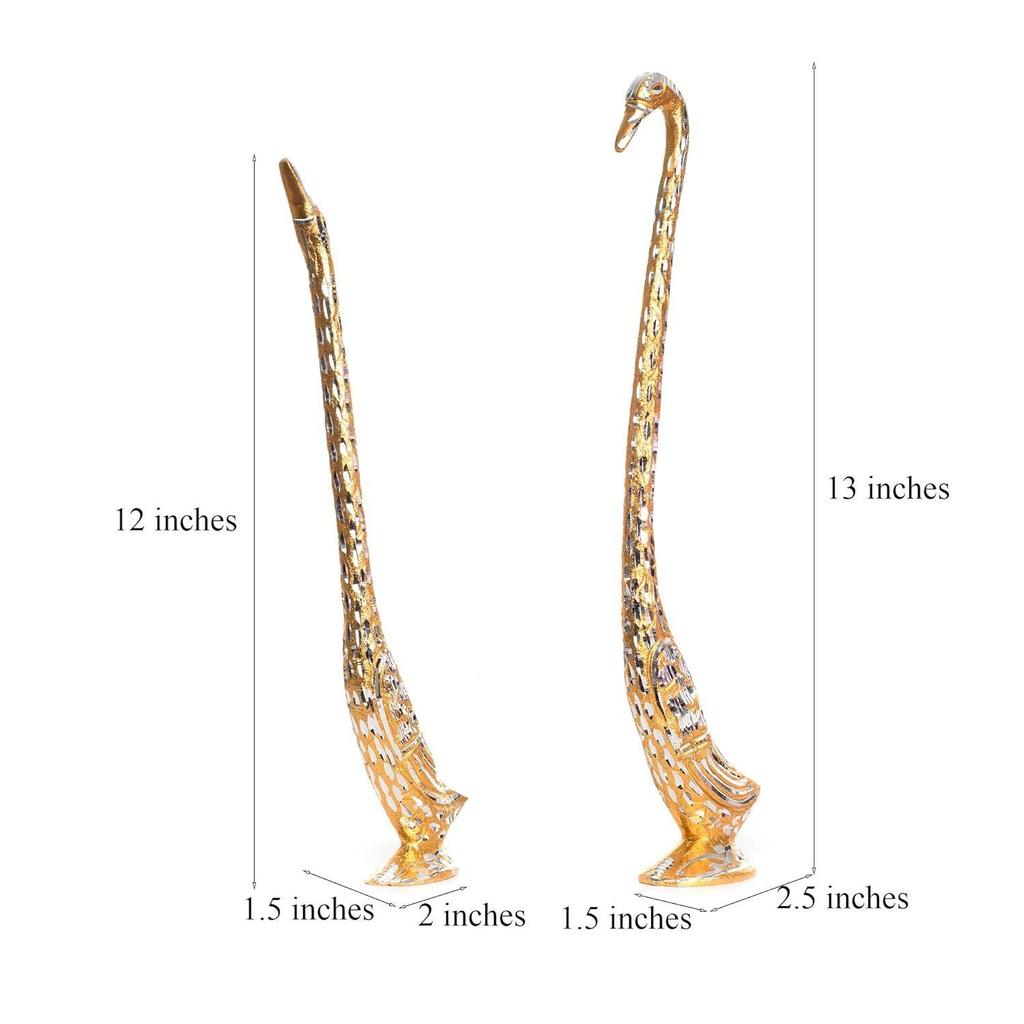 Cute Love Birds Decorative Metal Figurine (15 Cm X 5 Cm X 33, Silver and Golden)