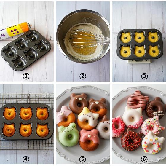 2 шт. Формы для пончиков, 2 1/2" из углеродистой стали в форме кошки и медведя, форма для кексов для пончиков на 6 чашек с антипригарным покрытием для домашней выпечки