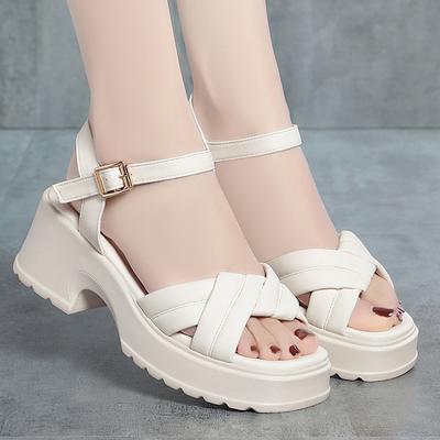 Женские сандалии на платформе, толстая подошва, удобные и универсальные, новые летние римские женские туфли на мягкой подошве