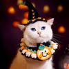 Clothes Halloween Cat Headgear Pumpkin Cat Woven Hat Bib Halloween Pets Costumes  Pet Accessories