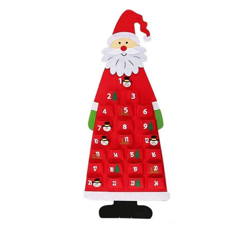 1PC 24 Days For Children Christmas Gift DIY 2024 Christmas Santa Calendar Felt Wall Hanging