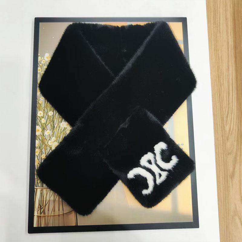 Camellia Imitation Rabbit Fur Scarf 23 Winter Fashionable and Elegant Women's Warm Neck Cover Neck Protection Small Fragrant Wind Scarf