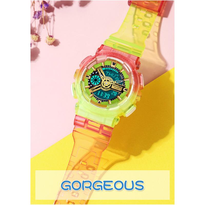 SANDA New Product Gradient Multiple Colors Frozen Couple Style Men's and Women's Fashion Trend Multi -functional Waterproof Electronic Watches