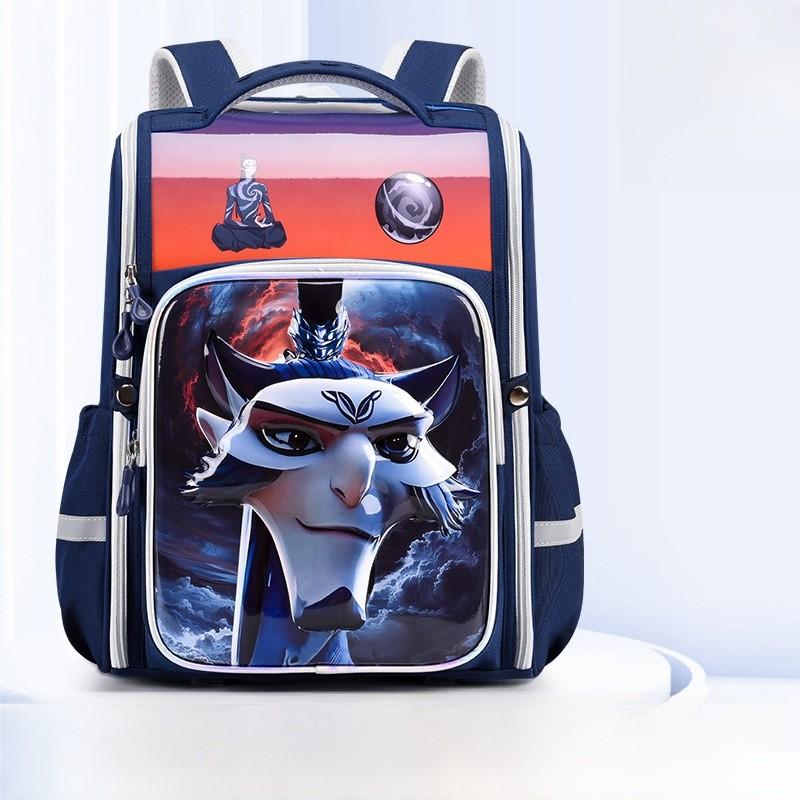 Nezha Children Cartoon Backpack With Spacious Storage For Elementary Students