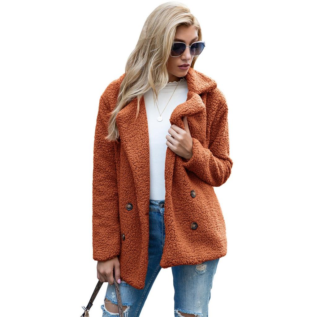 Plush Jacket, Lapel, Loose Fit, Woolen Sweater, Women's Casual Jacket