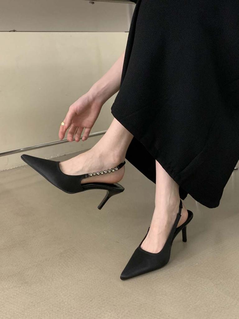 Мода Мода Женские Сандалии 2024 Новинки Вечерние Туфли Шпильки Тонкий Высокий Каблук Серебристые Черные Туфли для Платья Женский Размер 35-39 Свадьба