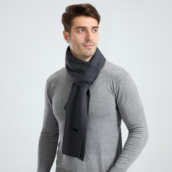 Men Warm Scarf 71" Solid Color Business Style Scarf Autumn And Winter Imitation Cashmere Scarf for Work Street Date
