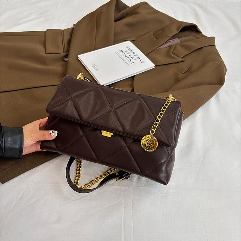 Autumn Winter High-Grade Sense Underarm Bag Lady New Fashion Plaid Chain Simple All-Match Retro Texture Shoulder Crossbody Pack