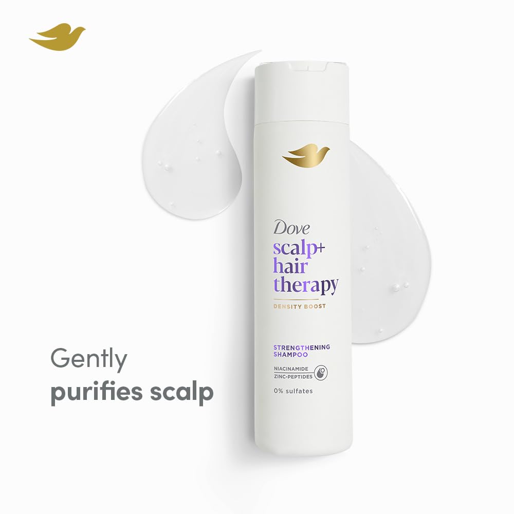 Шампунь Dove Scalp + Hair Therapy без сульфатов для густоты и укрепления с ниацинамидом и цинк-пептидами для заметно более густых волос
