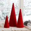 Бархатные рождественские конусные елочные украшения, рождественская флокированная елка, настольное украшение