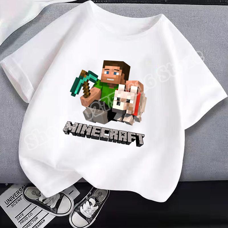 Детская хлопковая футболка с круглым вырезом Miner Crafted, с принтом на игровую тематику, с коротким рукавом, повседневные футболки для мальчиков, летняя одежда, детские подарки