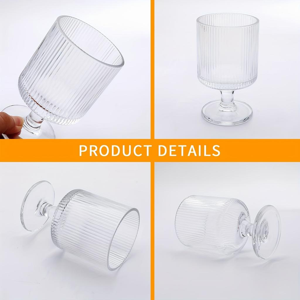 4 шт. Стеклянные чашки в вертикальную полоску Чашка для воды Чашки для кофе со льдом Десертные стаканы для сока Чай с молоком Мороженое и многое другое Летняя зимняя посуда для напитков