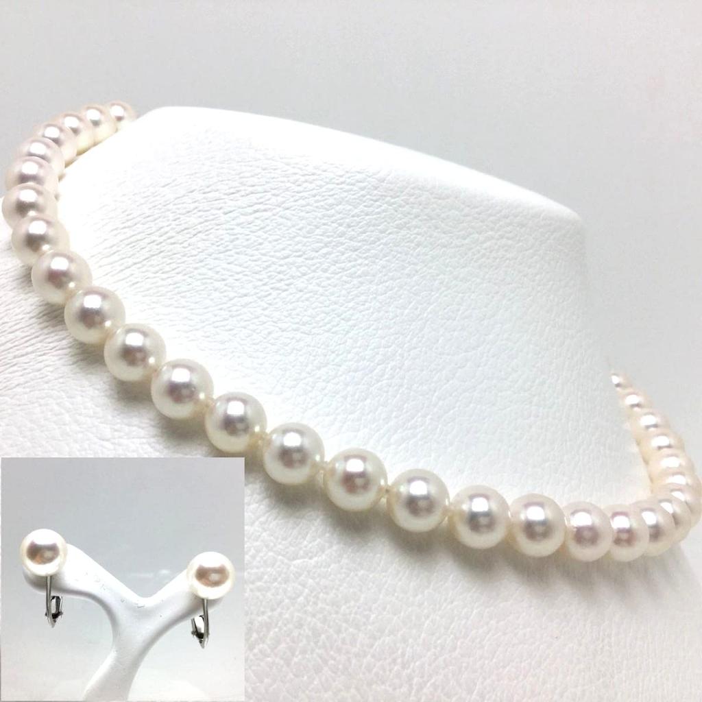 Специализированный магазин жемчуга Ise Shima Подлинность жемчуга Isowa Pearl Серьги и ожерелье из жемчуга Akoya Белый кремово-розовый жемчуг [Isowa Pearl] [Сертификат