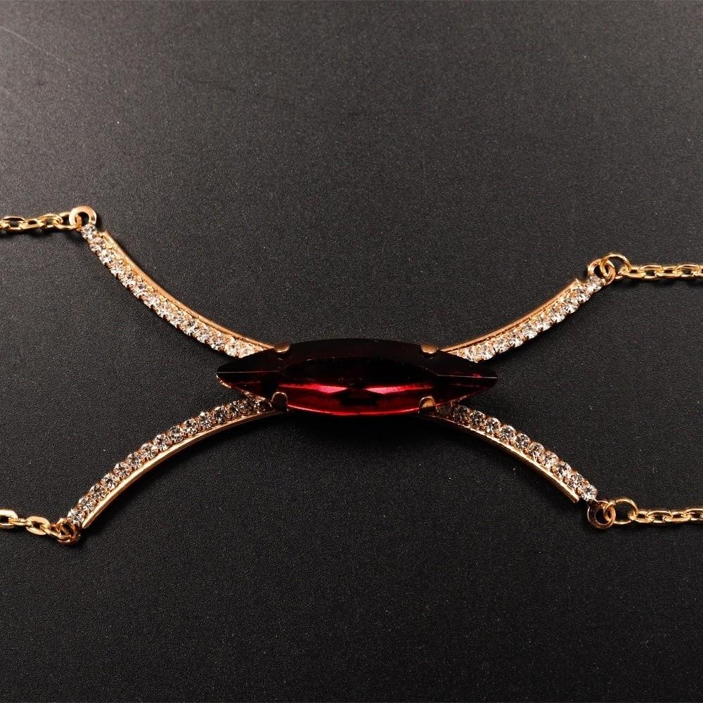 Rhinestone Bra Chest Chain Red Crystal Breast Chain Trendy Chest Support Body Chain Low-cut Dress