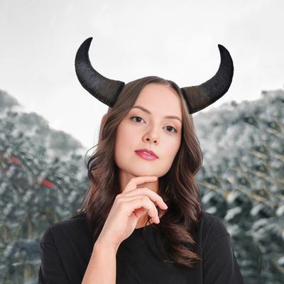 Ободок с рогами дьявола Реалистичные рога быка Аксессуар для костюма Готический Хэллоуин Нарядный обруч для волос для Хэллоуина Рождества Косплей-мероприятий