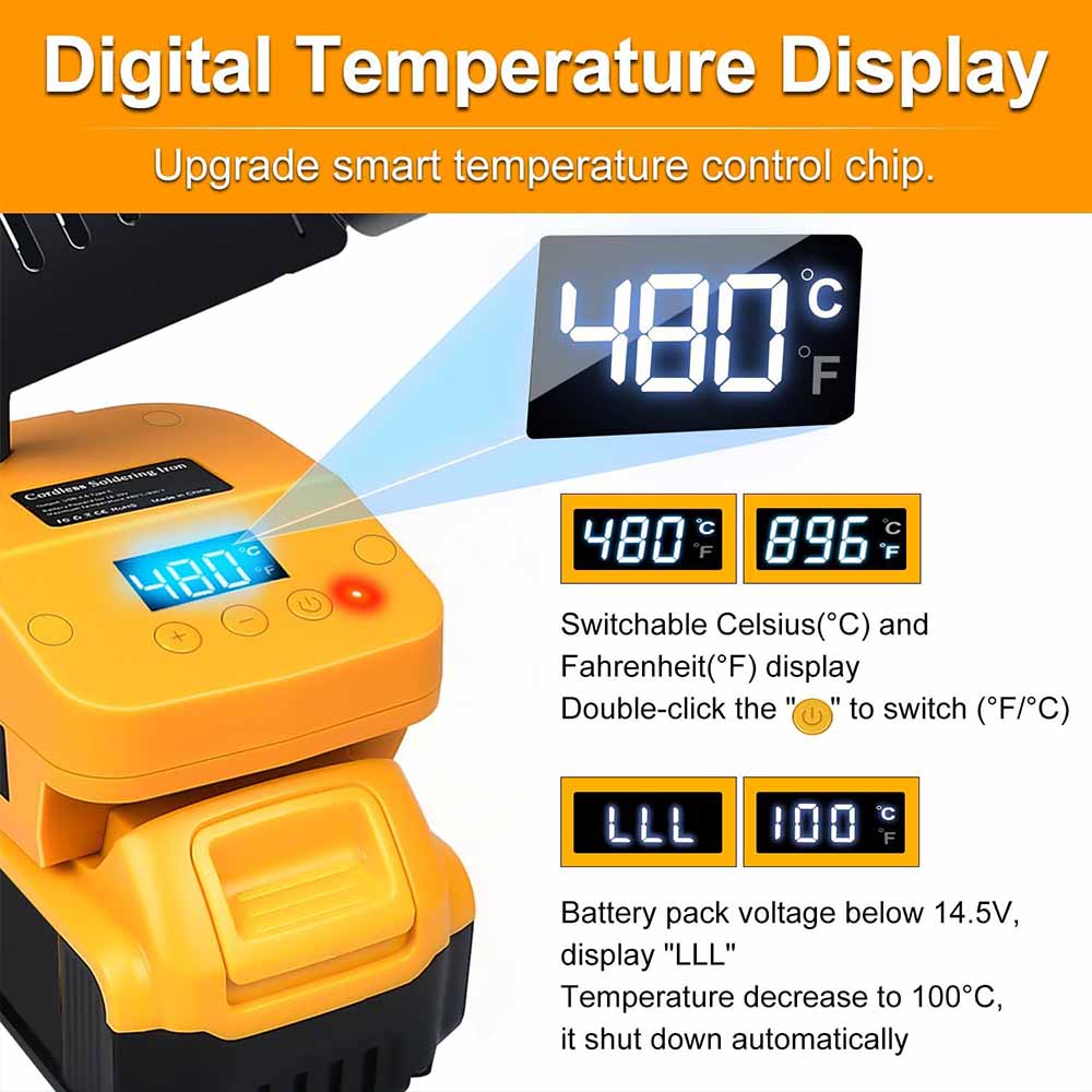 Беспроводной паяльник с регулируемой температурой, электрический сварочный набор для аккумуляторов DEWALT, Makita, Milwaukee, Bosch 18 В