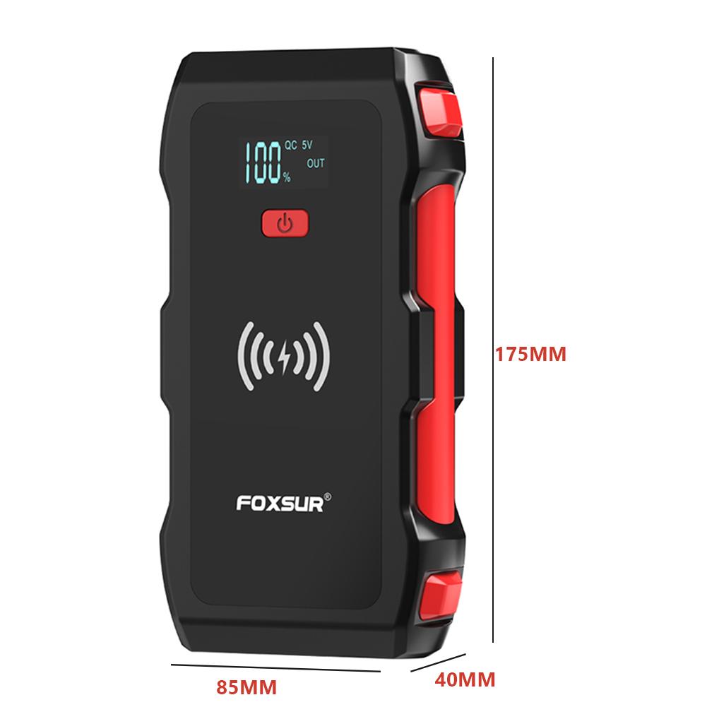 Автомобильное пусковое устройство 26800 мАч Портативное зарядное устройство для аккумулятора Беспроводная зарядка Безопасный молоток Пусковое устройство с ЖК-экраном для автомобиля