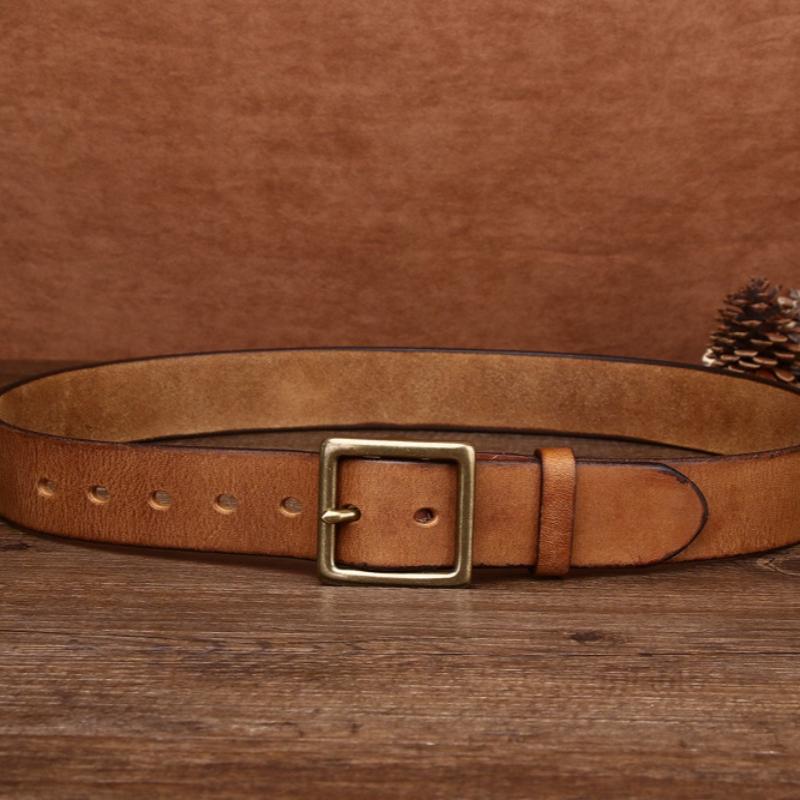 Ремень, первый слой, ретро-ремень, пряжка, повседневный ремень, модный джинсовый ремень ручной работы.