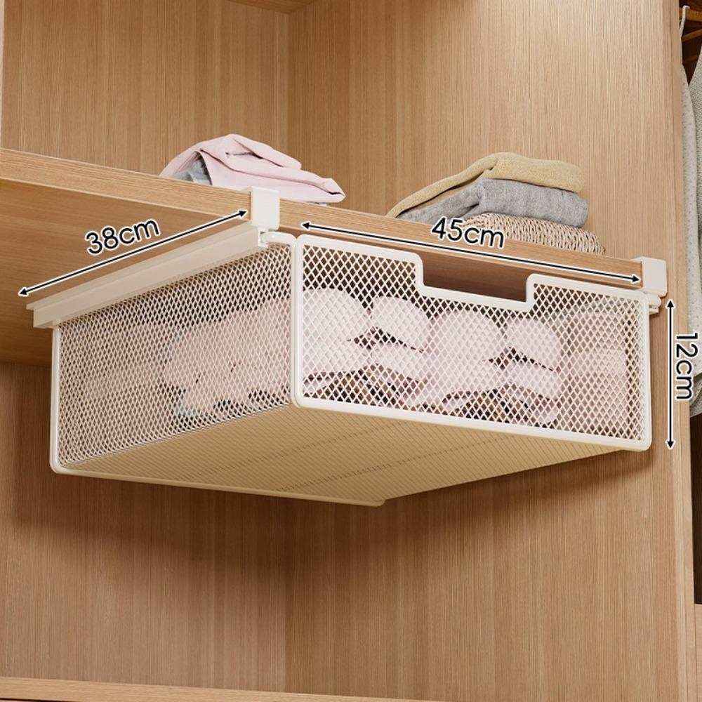 Large Capacity Underwear Storage Basket Under Shelf Pure Color Hanging Organizer Under Cabinet Basket Design