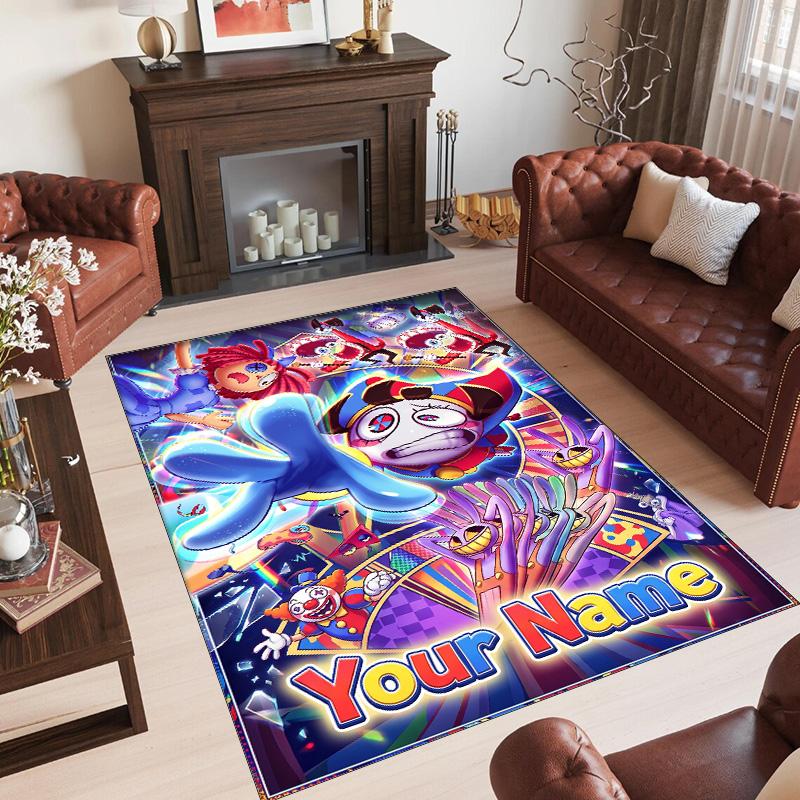 Personalized Crystal Velvet Carpet Custom Name Text,The Amazing Digital Circus Anti Slip Area Rug For Home Decoration