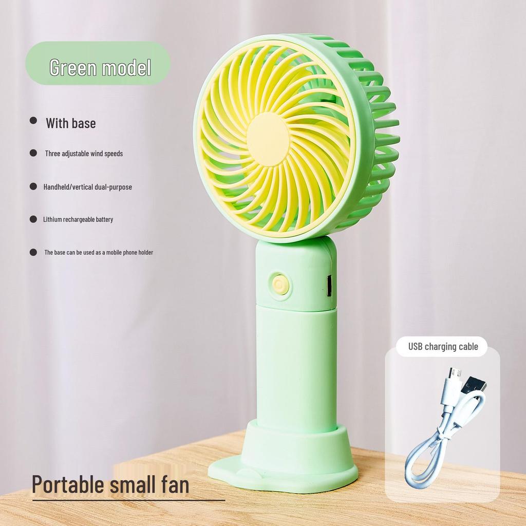 Portable Mini USB Rechargeable Handheld Fan with Desktop Stand - Student Gift