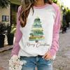 Fall Autumn Women'S Fashion O Neck Long Sleeve T-Shirt Loose Clothes Colorful Christmas Tree Print T Shirt For Girls Street