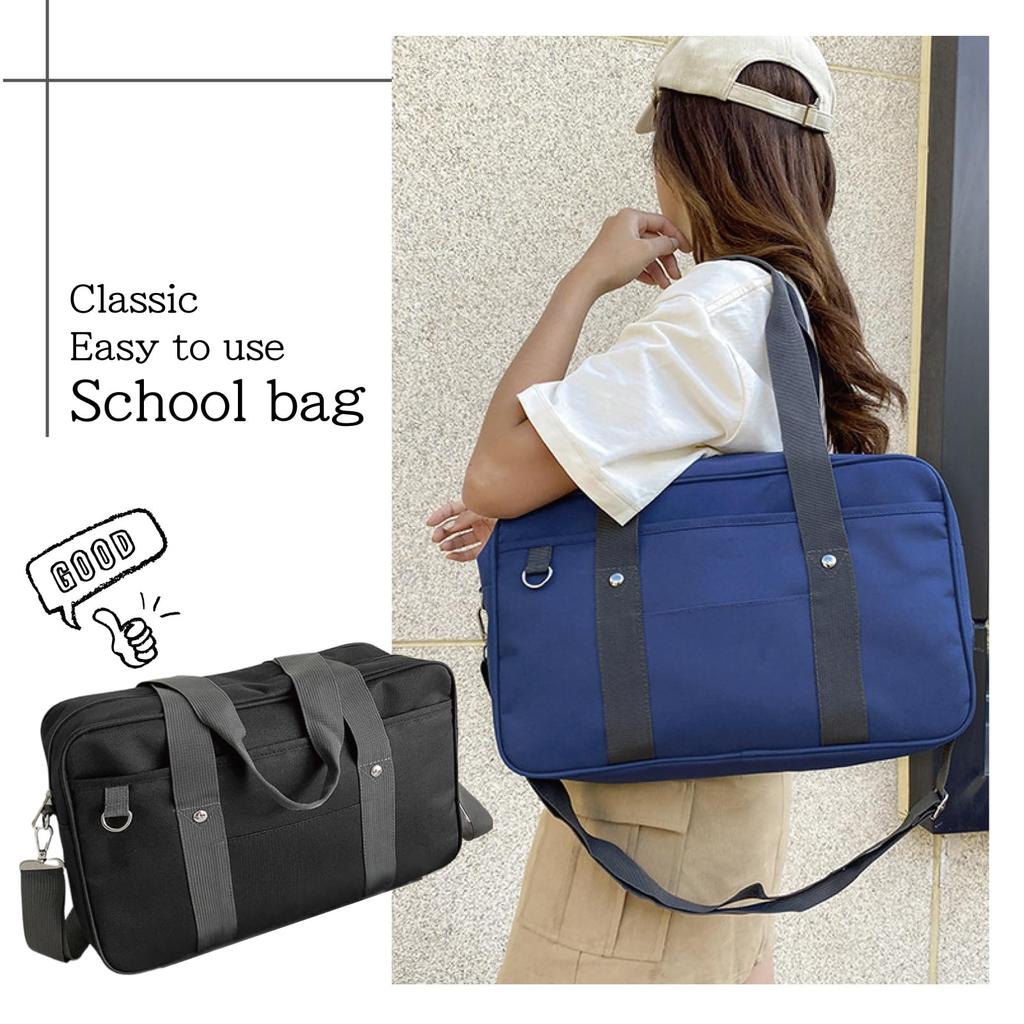 School Shoulder Large For Junior High School and High School E488 [Eiza] Bag, Bag, Capacity, A4, School, Students, Multifunctional, Fabric, (Black)
