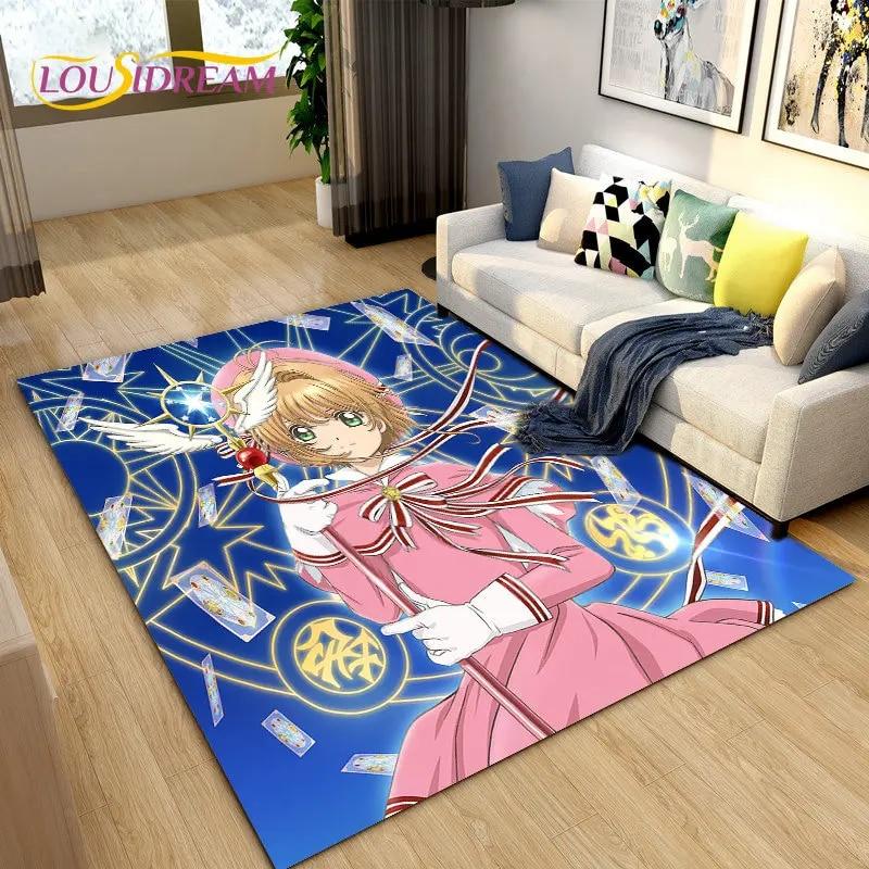 Милый мультяшный коврик Cardcaptor Sakura, коврик для гостиной, спальни, диван, коврик для украшения, детский нескользящий напольный коврик