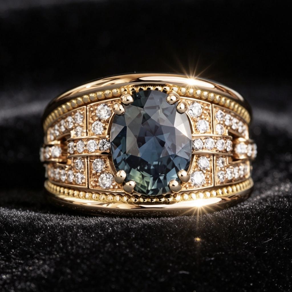 New women's ring European and American style ring with a blue topaz stone set in an alloy band ins Ornament
