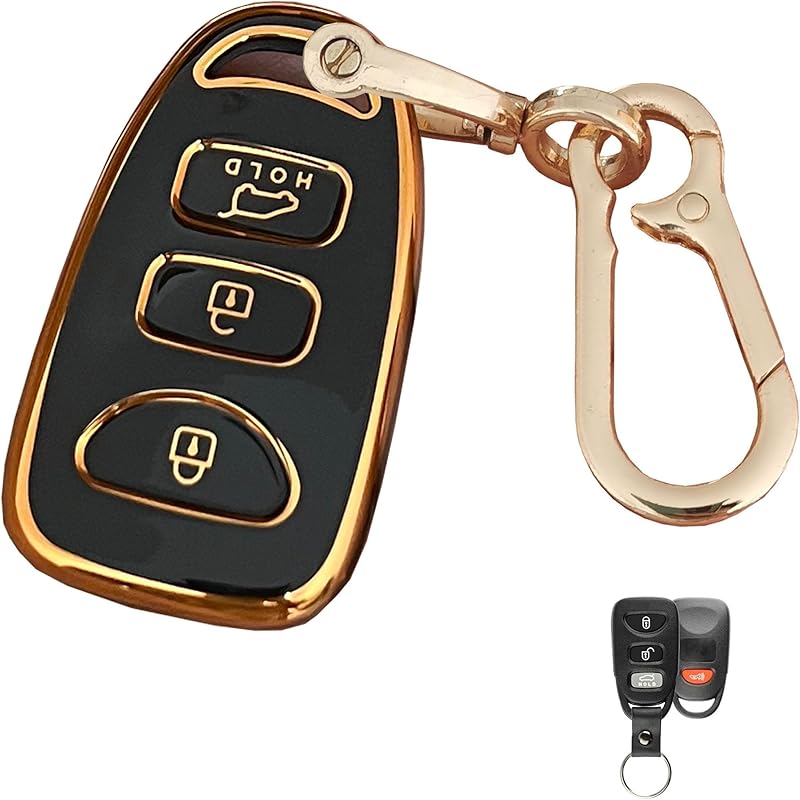 Чехол для брелока Hyundai Smart Key с брелоком Подходит для Hyundai Elantra Sonata Kia Forte Optima Spectra Кейс для ключа (4-кнопочный-розовый)