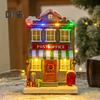 Фигурка в виде рождественского домика, освещенная деревенским домиком с музыкой, светодиодная подсветка на батарейках, смоляная столешница, центральный элемент для рождественского украшения
