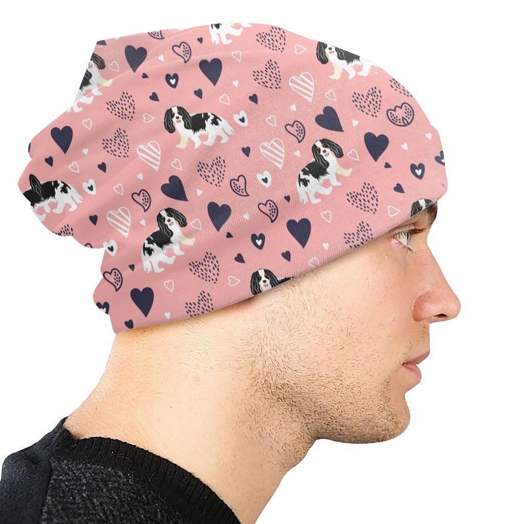 Cavalier King Charles Spaniel Bonnet Femme Hip Hop Knit Skullies Beanies Cap Women Unisex Winter Cartoon Dog Slouchy Beanie Hat