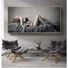Modern Art Oil Painting Woman Nude Black Canvas Painting Posters and Prints Home Bedroom Wall Decoration Painting