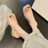 Fashion Summer Slippers Pumps Thick Sole Slope Heel For Women Ladies Fashion Dress High Heel Solid Transparent Perspex Sandals