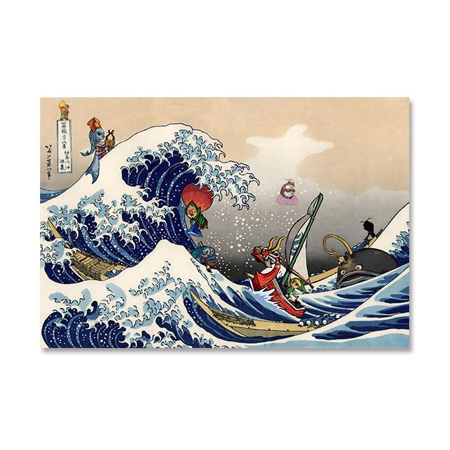 Большая волна в Канагаве, холст, картина, мультяшные большие волны, художественные постеры, японская известная живопись, настенные художественные фотографии, домашний декор